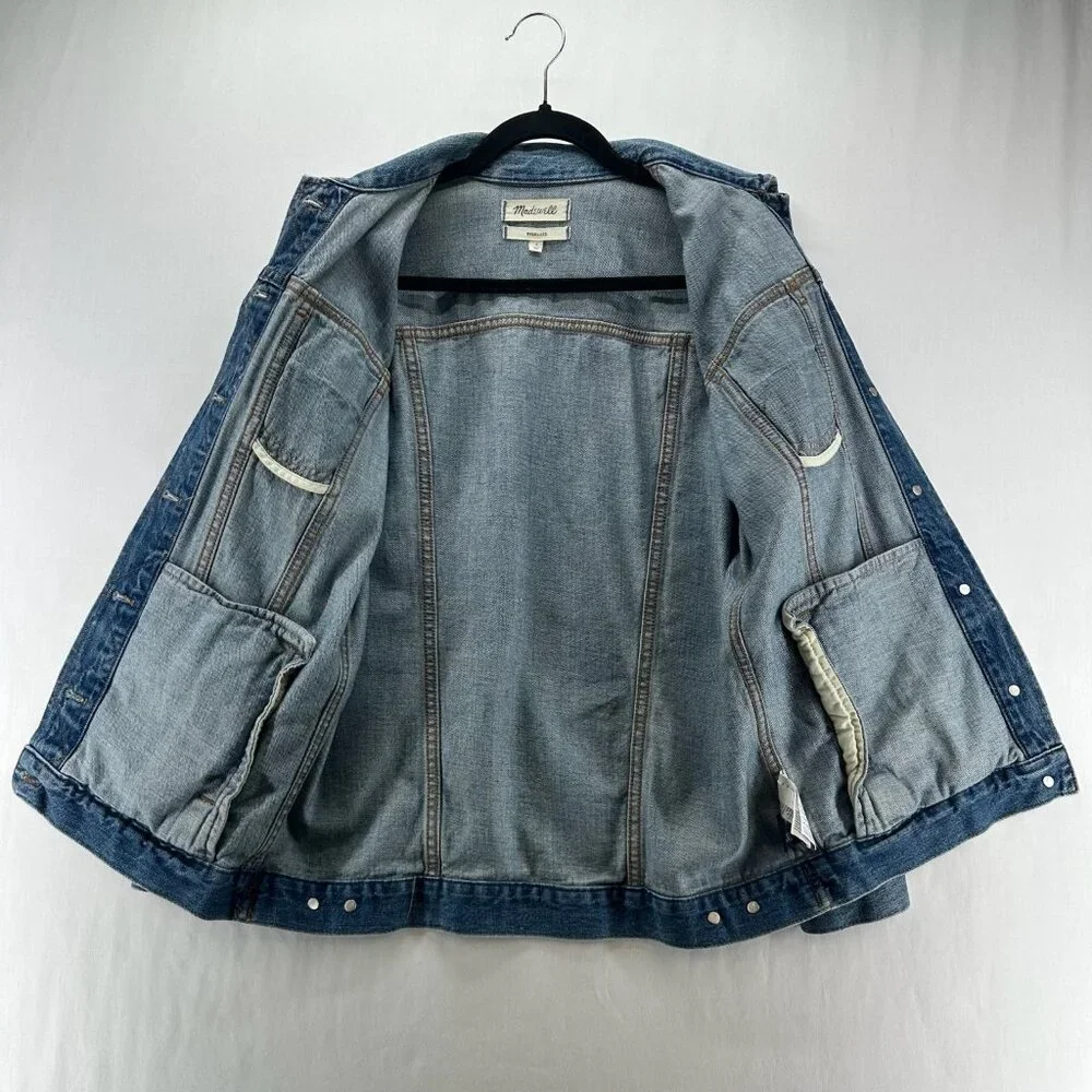 Madewell Oversized Jean Truck Jacket Womens S Button Up Capstone Wash Denim Blue - Picture 3 of 14